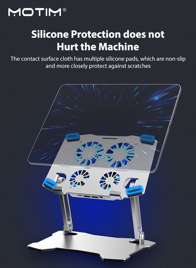 Motim Aluminum Alloy Laptop Stand with 4 Cooling Fan, Adjustable Ventilated Cooling Notebook Stand, Foldable Non-slip and Stable Fits All Computer Laptops and Tablets - Image 3