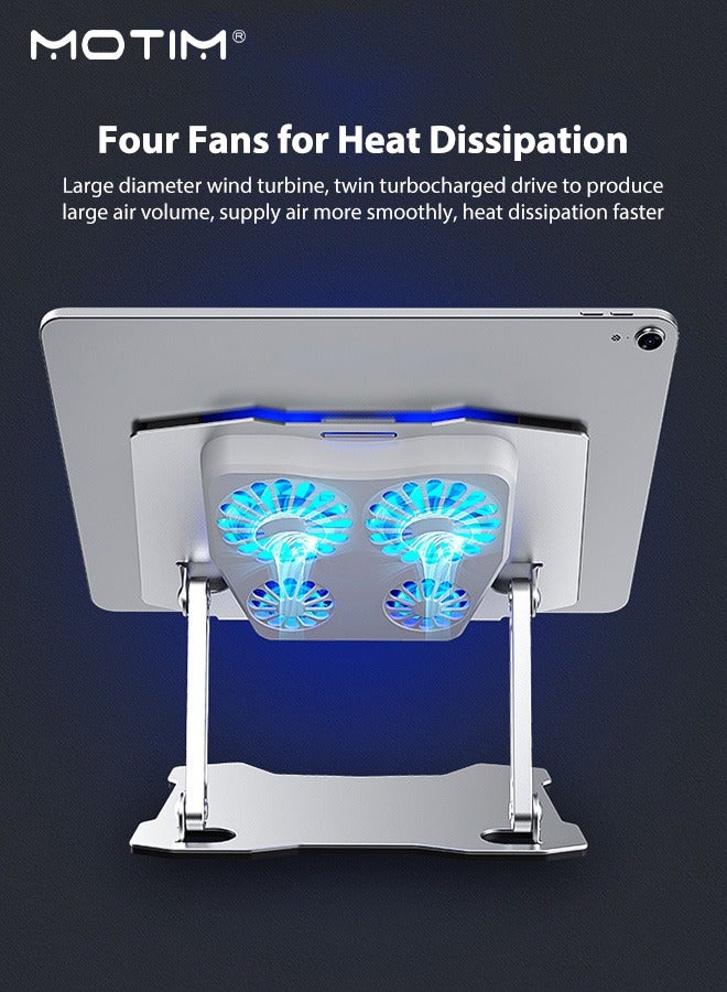 Motim Aluminum Alloy Laptop Stand with 4 Cooling Fan, Adjustable Ventilated Cooling Notebook Stand, Foldable Non-slip and Stable Fits All Computer Laptops and Tablets - Image 5