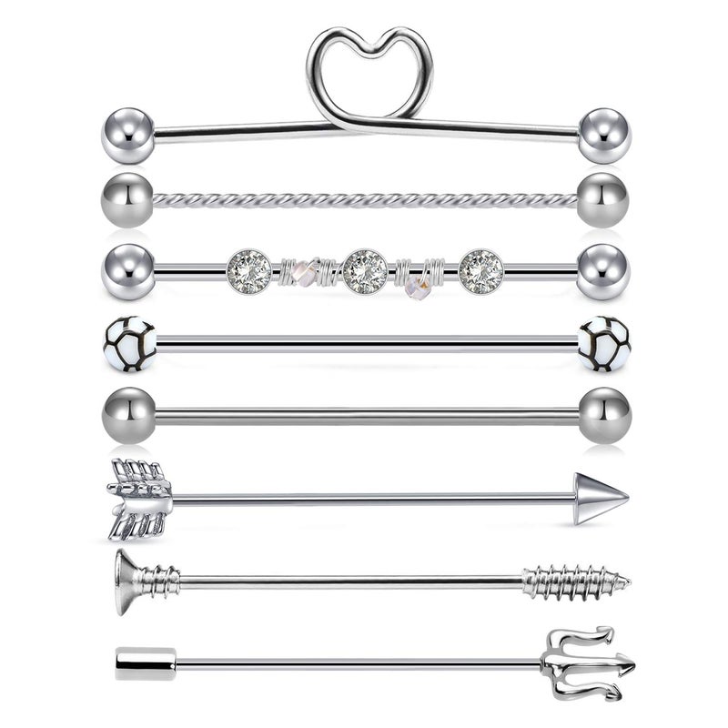 Mayhoop 14G Stainless Steel Industrial Barbell Earring Cartilage Body Piercing Jewelry 38mm 1&1/2 Inch Industrial Piercing Bar - Image 1
