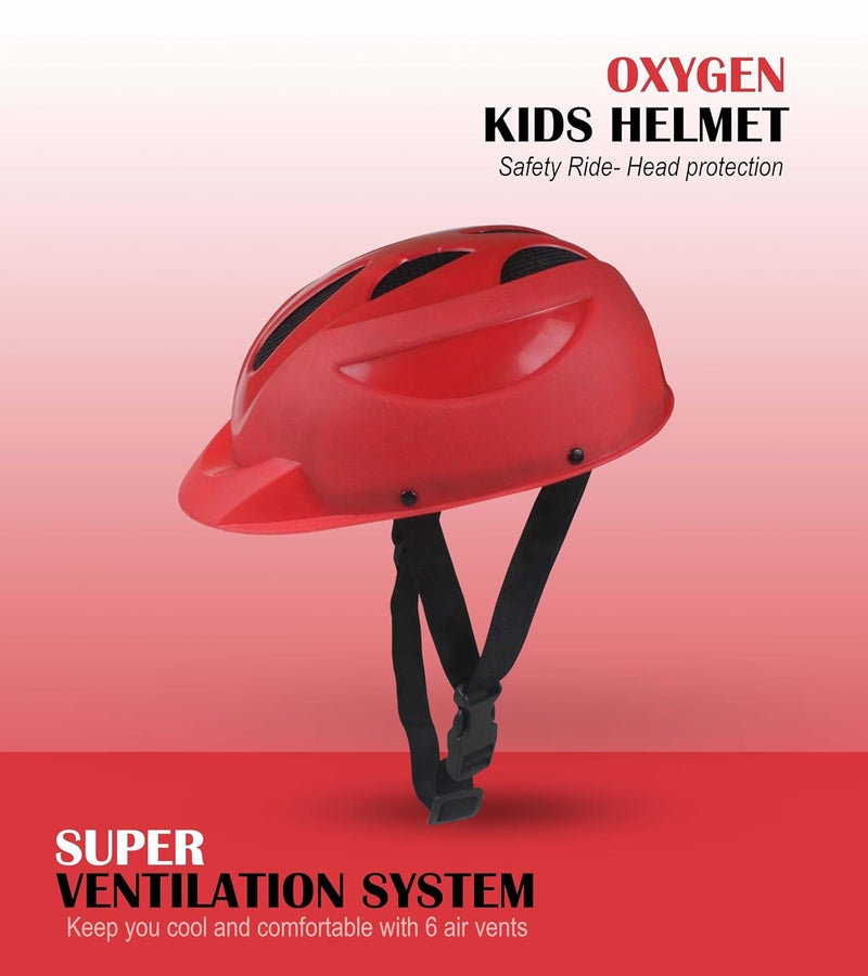 OXYGEN Kids Bicycle Helmet for Age 3-8 Years – Lightweight & Adjustable Safety Helmet for Boys & Girls | Cycling, Skating, Scooter | Shock Absorbent EPS Foam & Air Vents | Red - Image 2