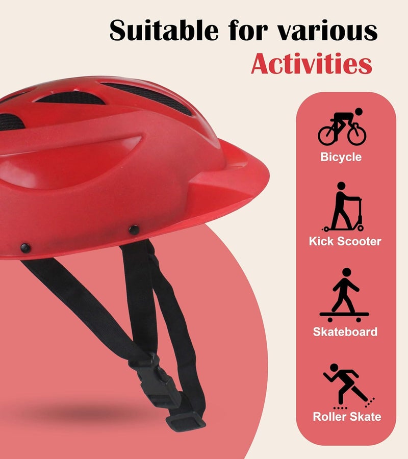OXYGEN Kids Bicycle Helmet for Age 3-8 Years – Lightweight & Adjustable Safety Helmet for Boys & Girls | Cycling, Skating, Scooter | Shock Absorbent EPS Foam & Air Vents | Red - Image 4