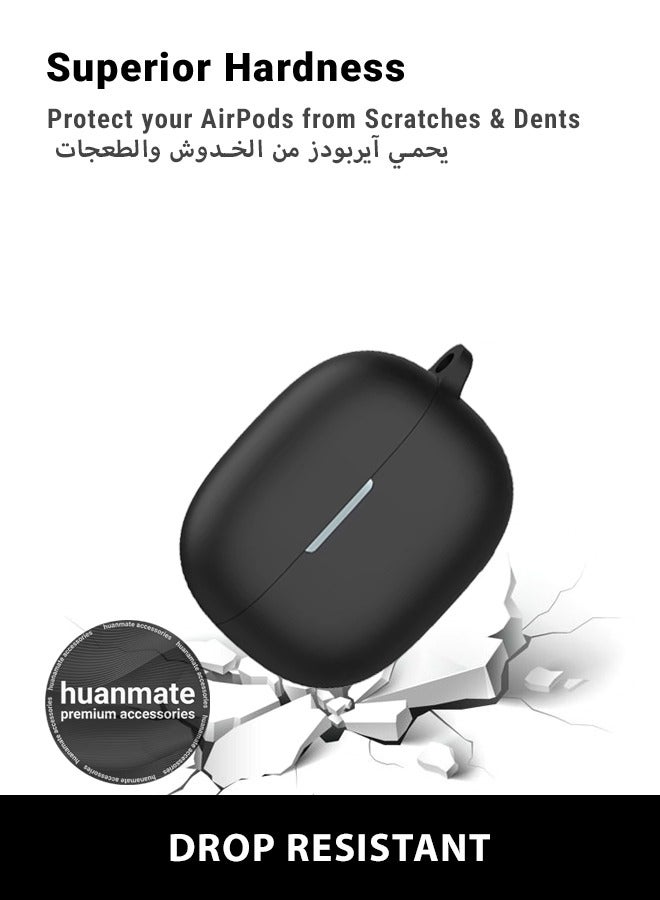 huanmate Xiaomi Redmi Buds 5 Pro Silicone Case Cover - Black - Made with Soft Silicone, Lightweight & Durable - Stylish Design, Accurate Cut-outs, Easy Installation & Removal  - Image 4