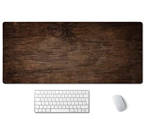 SSOIU Extended Gaming Mouse Pad 355x157 in Large NonSlip Rubber Base Mousepad with Stitched Edges Waterproof Keyboard Mouse Mat Desk Pad for Work Game Office Home Texture of Bark Wood - Image 1