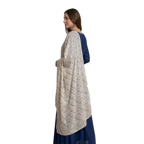 Stylish 2.25 Metre Women's Dupatta | Designer shawl | Scarf for Girls & womens | Chunni | Chiffon (White, 2.25 Metre) - Image 5