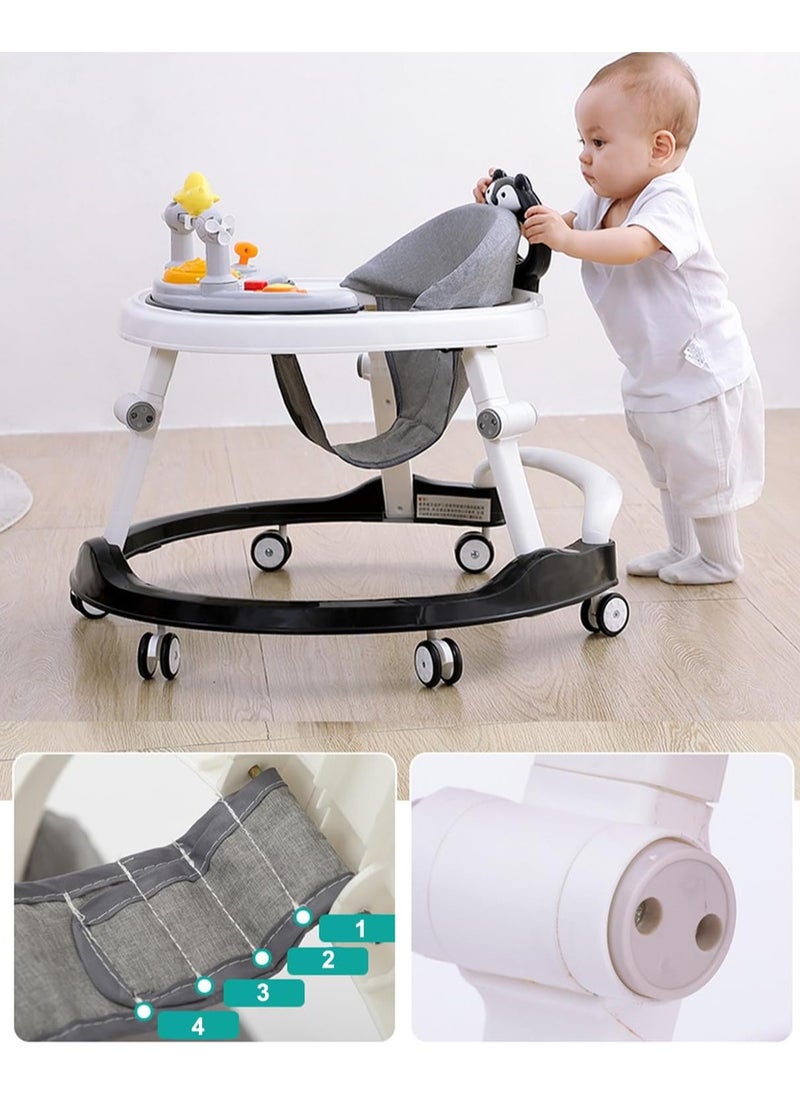 Jorunb - Baby Walker, Walker for Babies with Adjustable Height, Baby Walker Foldable, Infant Toddler Walker with Foot Pads, for Boys Girls, Baby Walker and Bouncer Combo, for 6-18 Months (Grey) - Image 1