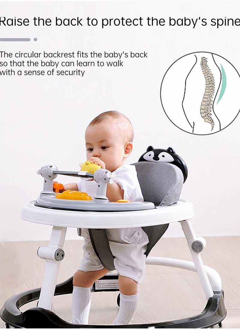Jorunb - Baby Walker, Walker for Babies with Adjustable Height, Baby Walker Foldable, Infant Toddler Walker with Foot Pads, for Boys Girls, Baby Walker and Bouncer Combo, for 6-18 Months (Grey) - Image 1