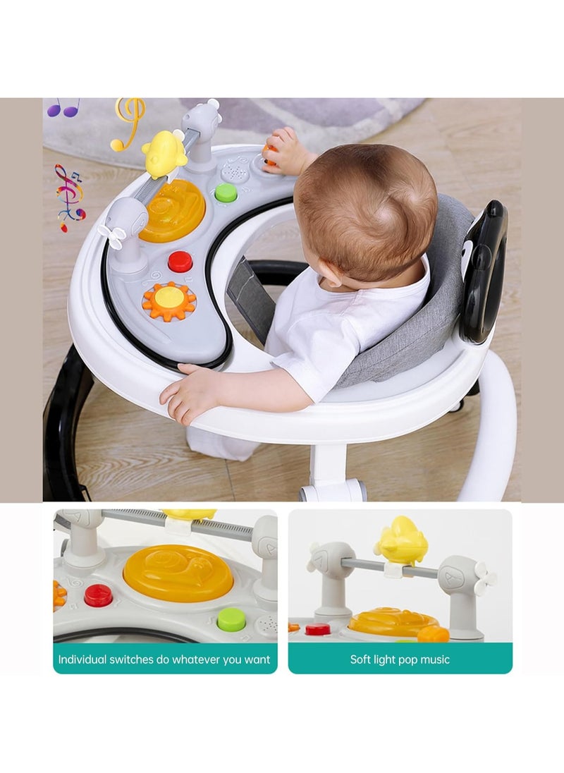 Jorunb - Baby Walker, Walker for Babies with Adjustable Height, Baby Walker Foldable, Infant Toddler Walker with Foot Pads, for Boys Girls, Baby Walker and Bouncer Combo, for 6-18 Months (Grey) - Image 1