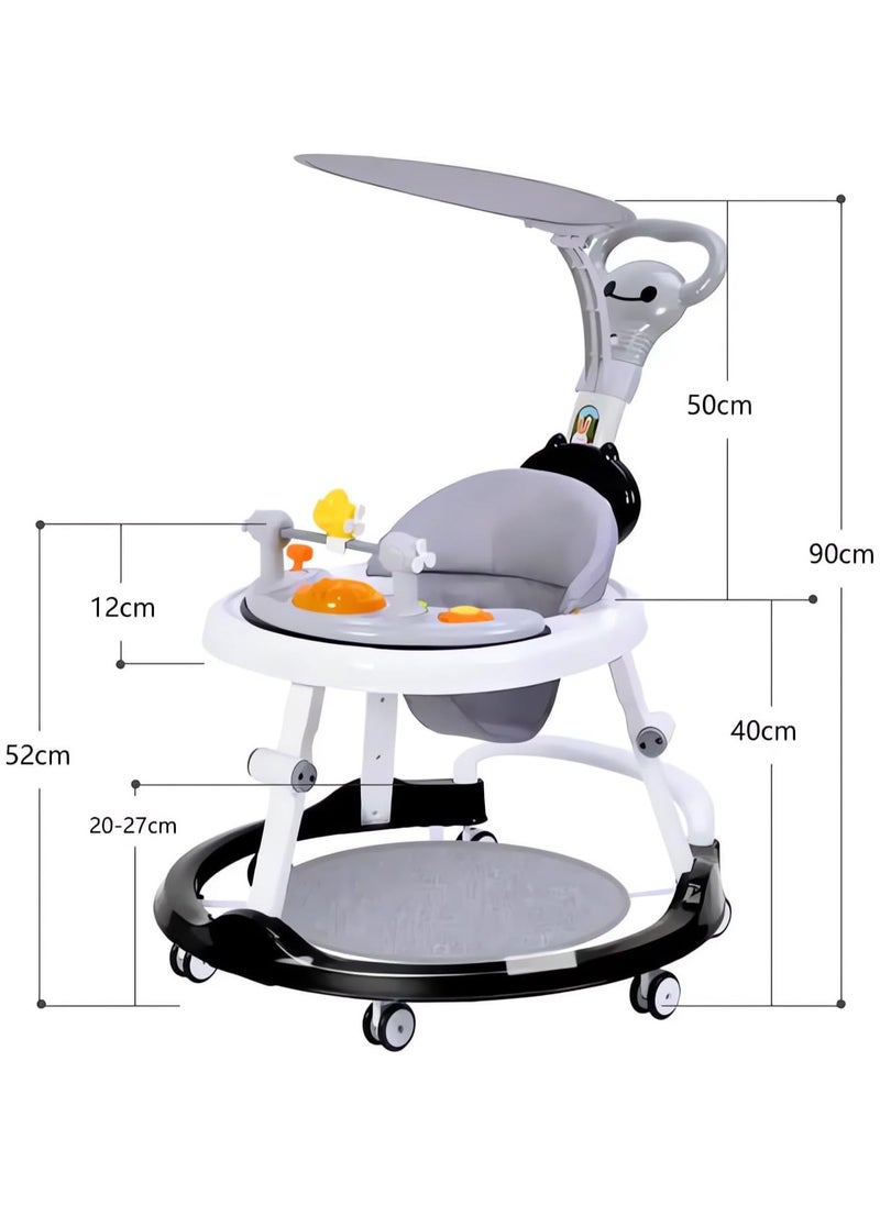 Jorunb - Baby Walker, Walker for Babies with Adjustable Height, Baby Walker Foldable, Infant Toddler Walker with Foot Pads, for Boys Girls, Baby Walker and Bouncer Combo, for 6-18 Months (Grey) - Image 1