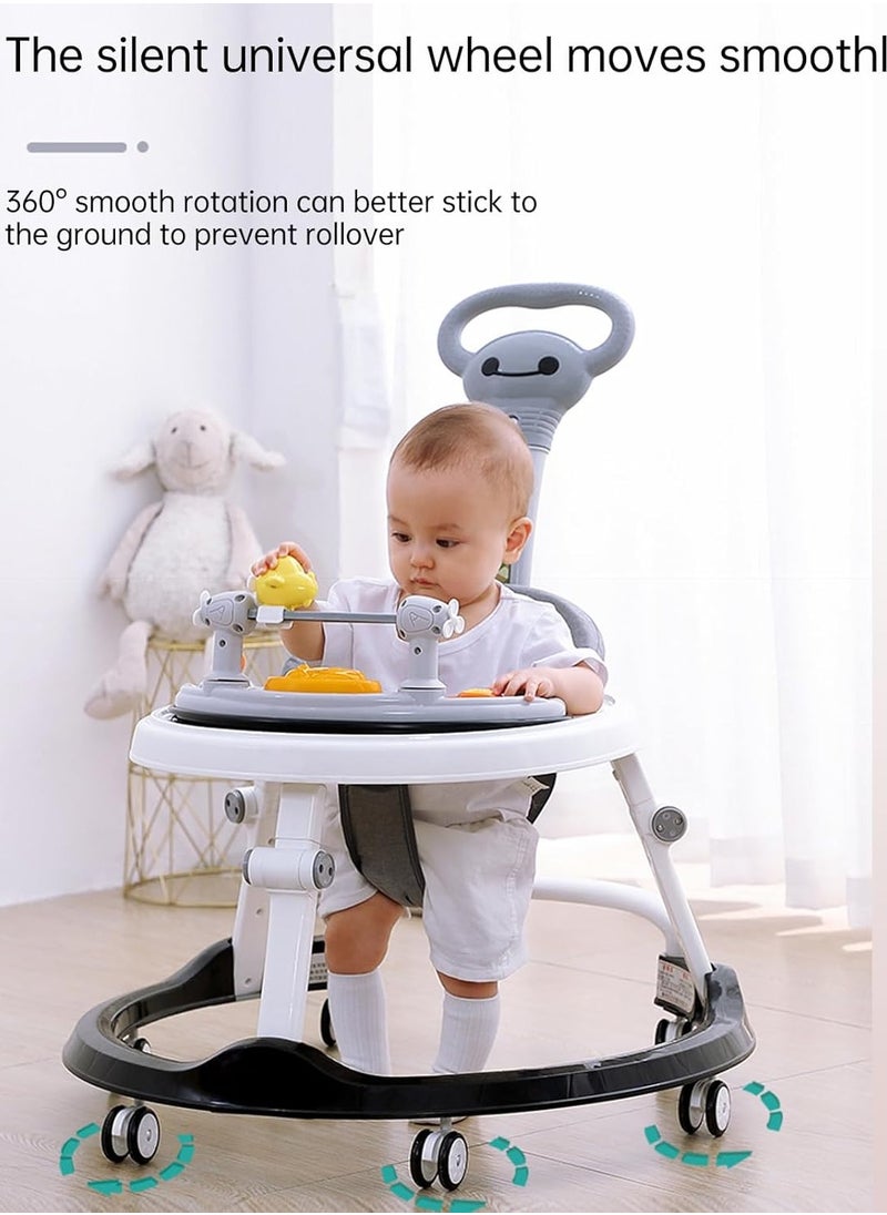Jorunb - Baby Walker, Walker for Babies with Adjustable Height, Baby Walker Foldable, Infant Toddler Walker with Foot Pads, for Boys Girls, Baby Walker and Bouncer Combo, for 6-18 Months (Grey) - Image 1