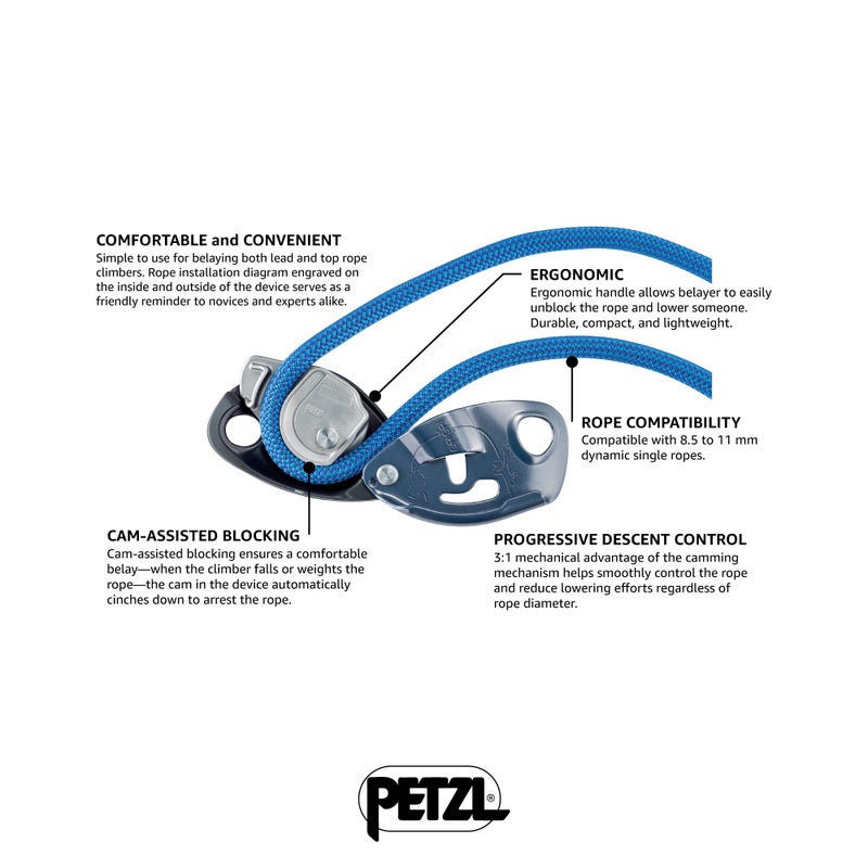 Petzl GRIGRI Belay Device - Belay Device With Cam-Assisted Blocking for Sport, Trad, and Top-Rope Climbing - Blue - Image 2