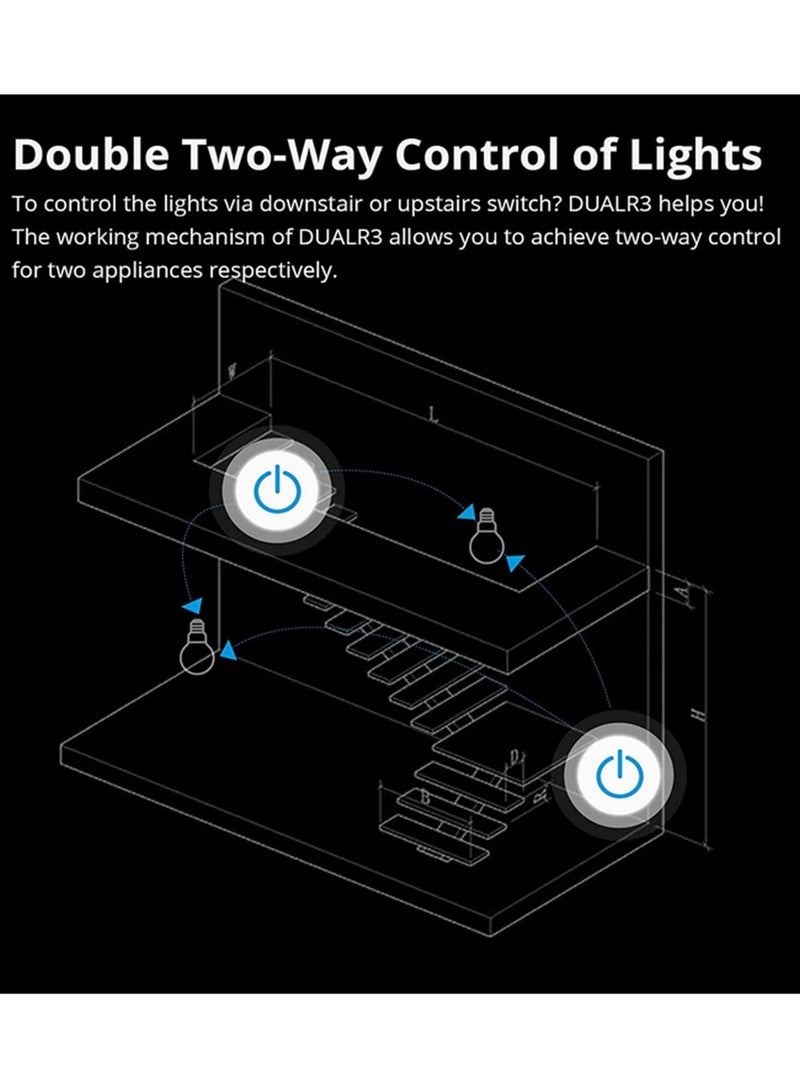 DUAL R3 2 Gang Dual Relay Module Smart Switch Power Metering Energy Monitoring Smart Home Automation Works with Alexa Google Home Voice Control Remote Control Timer Function - Image 3