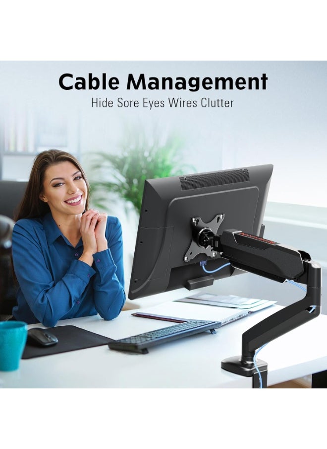 REDRAGON GMK914 Single Monitor Mount Stand - Gas Spring Adjustable Arms with VESA 75/100mm, 13-32 Inch Screen Compatibility, C Clamp & Grommet Base, Cable Management, 17.6lbs Load Capacity  - Image 5