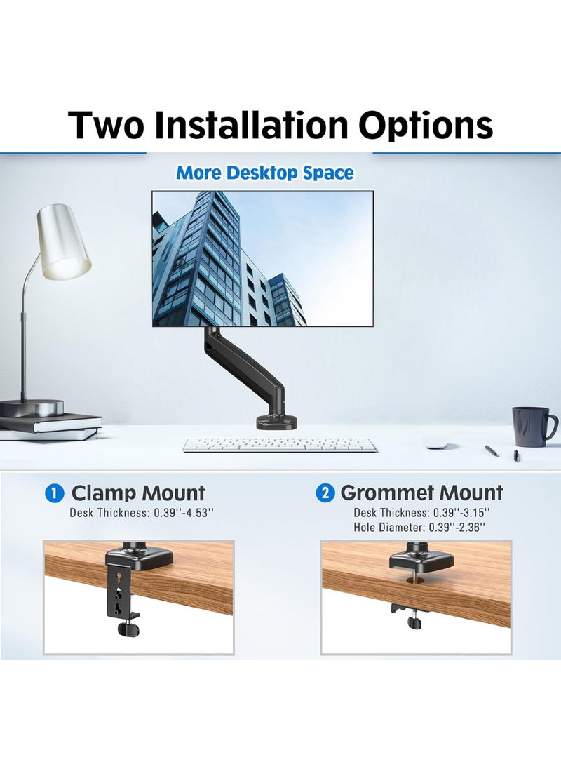 REDRAGON GMK914 Single Monitor Mount Stand - Gas Spring Adjustable Arms with VESA 75/100mm, 13-32 Inch Screen Compatibility, C Clamp & Grommet Base, Cable Management, 17.6lbs Load Capacity  - Image 4