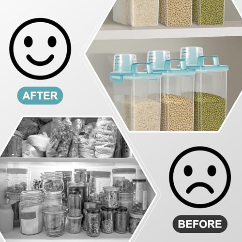 LEAWALK Airtight 10LBS/ Rice/Cereal/Dry Food Storage Container BPA Free, 5.28Qt Clear Plastic Kitchen and Pantry Organization Bin Suitable for Oats, Flour, Sugar, Pasta, Pet Food, etc (Fruit Green - Image 4