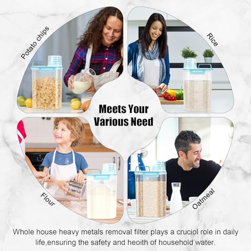 LEAWALK Airtight 10LBS/ Rice/Cereal/Dry Food Storage Container BPA Free, 5.28Qt Clear Plastic Kitchen and Pantry Organization Bin Suitable for Oats, Flour, Sugar, Pasta, Pet Food, etc (Fruit Green - Image 3