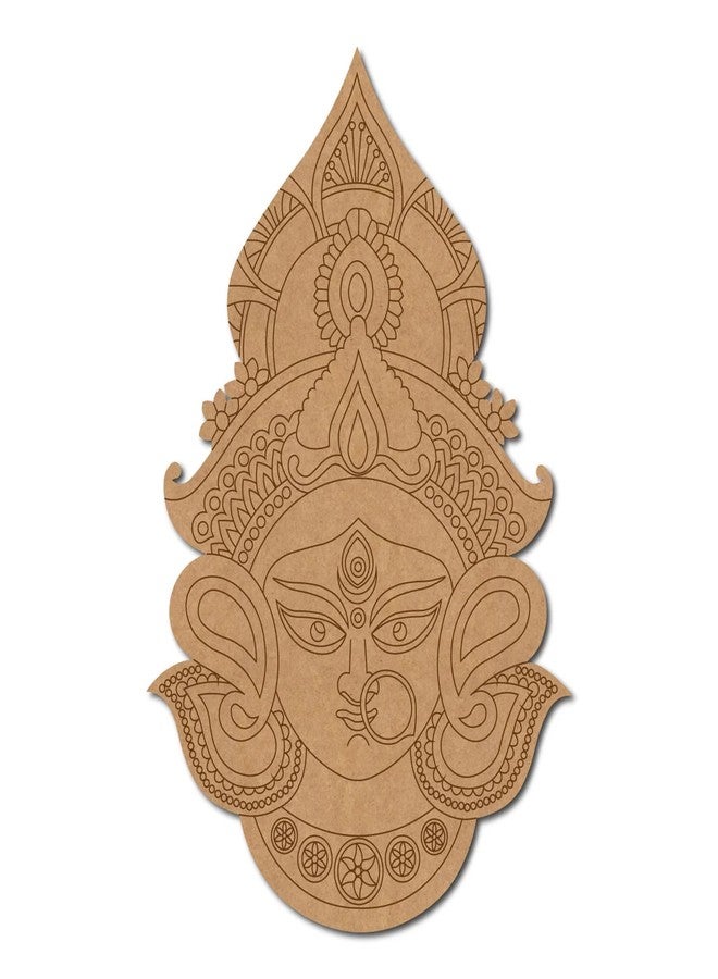 Cliths Pack of 1 Maa Durga MDF Cutout for DIY Spiritual Decor- 12 Inch | Pre-Marked MDF Boards for Lippan Art | Hindu Festival Craft Supplies | Eco-Friendly MDF Base for Painting - Image 1