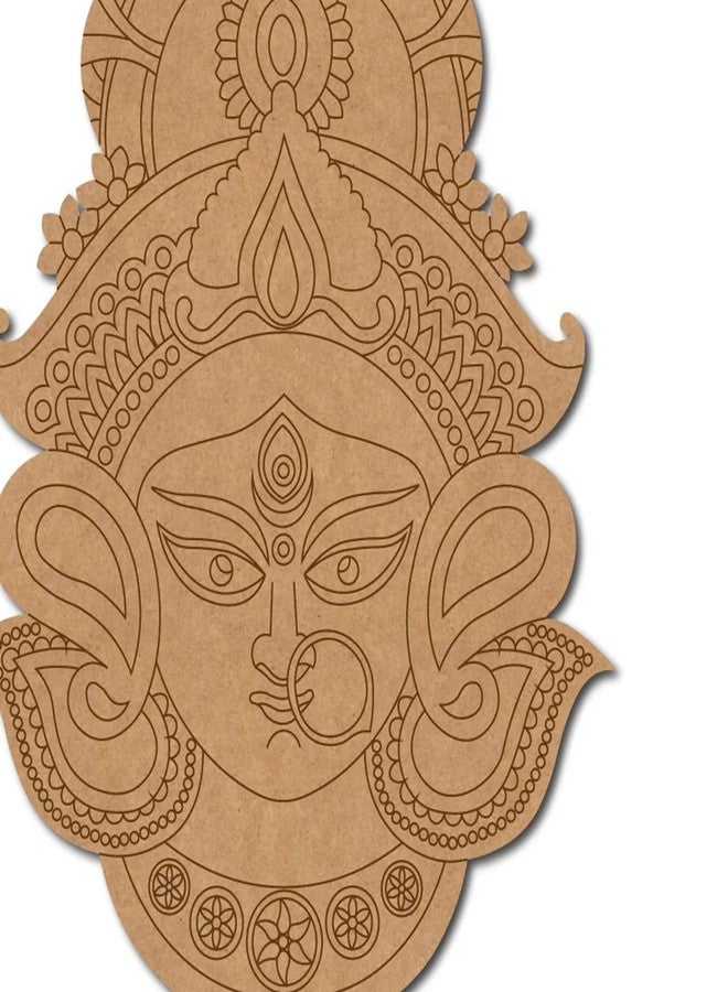 Cliths Pack of 1 Maa Durga MDF Cutout for DIY Spiritual Decor- 12 Inch | Pre-Marked MDF Boards for Lippan Art | Hindu Festival Craft Supplies | Eco-Friendly MDF Base for Painting - Image 2