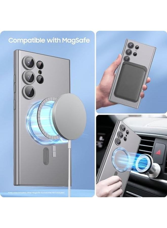 erorex Silicone Magnetic Case For Samsung Galaxy S23 Ultra Compatible With Mag Safe Built In Camera Lens Protector Slim Soft Bumper Shockproof Phone Cover For S23 Ultra Gray  - Image 2