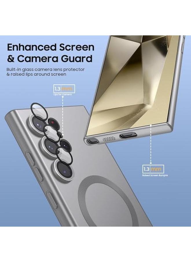 erorex Silicone Magnetic Case For Samsung Galaxy S23 Ultra Compatible With Mag Safe Built In Camera Lens Protector Slim Soft Bumper Shockproof Phone Cover For S23 Ultra Gray  - Image 4