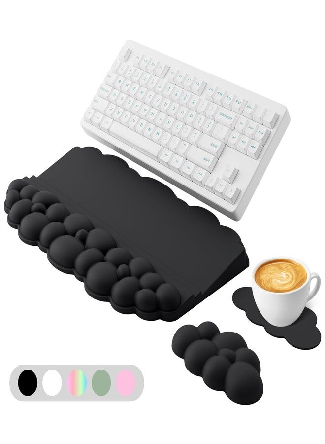 Lomil Ergonomic Wrist Rest for Keyboard and Mouse, Soft Memory Foam Cloud Keyboard Stand Pad with Wrist Rest Set with Non-Slip Silicone Base, Easy Typing, Pain Relief, Comfort for Office, Work, Gaming Black - Image 1