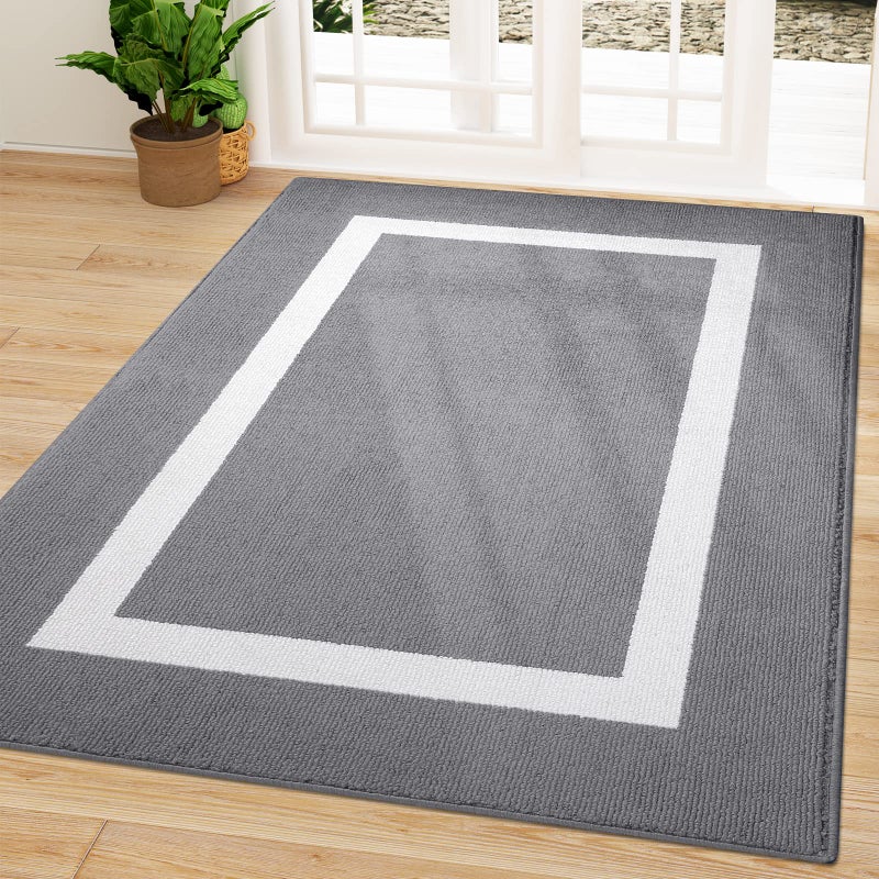 OLANLY Indoor Door Mat 59x35 NonSlip Absorbent Resist Dirt Entrance Mat Washable LowProfile Inside Entry Doormats for Entryway Grey