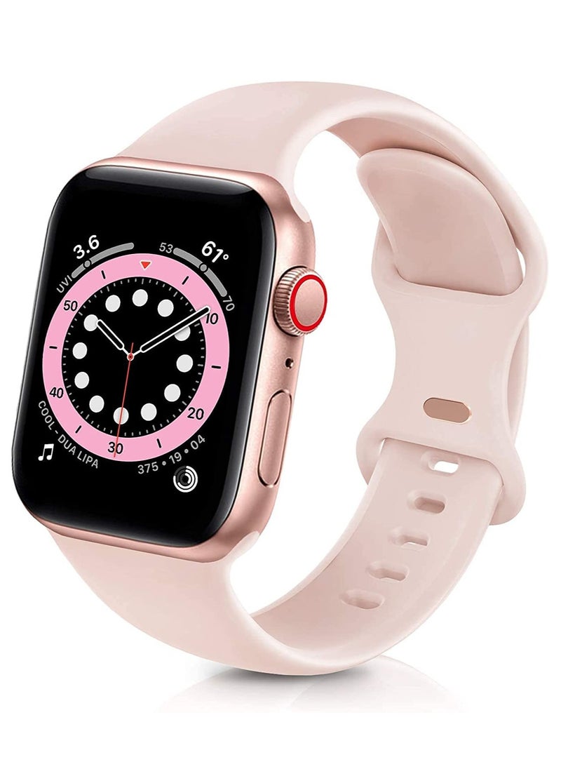 Generic - Compatible with Apple watch Band 38mm 40mm 41mm 42mmfor Women Men, Soft Silicone Wristband Strap Bands for iWatch Series 10 9 8 7 6 5 4 3 2 1 SE 2/1 Pink - Image 1