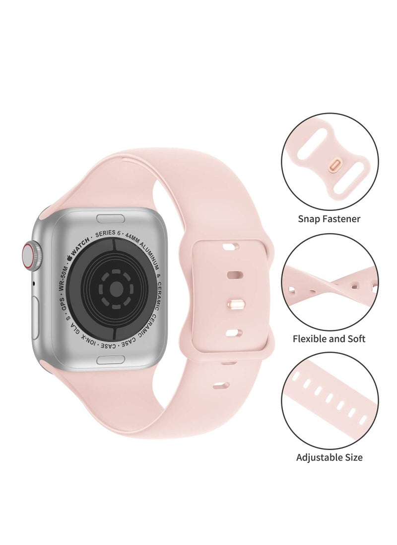 Generic - Compatible with Apple watch Band 38mm 40mm 41mm 42mmfor Women Men, Soft Silicone Wristband Strap Bands for iWatch Series 10 9 8 7 6 5 4 3 2 1 SE 2/1 Pink - Image 1