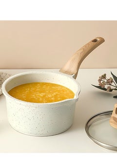 Beautiful Aluminum Alloy Non Stick Pot, Soup Pot, Stew Pot, Frying Pan 18CM Off White, Including Tempered Glass Lid  - Image 2