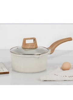 Beautiful Aluminum Alloy Non Stick Pot, Soup Pot, Stew Pot, Frying Pan 18CM Off White, Including Tempered Glass Lid  - Image 1