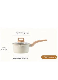 Beautiful Aluminum Alloy Non Stick Pot, Soup Pot, Stew Pot, Frying Pan 18CM Off White, Including Tempered Glass Lid  - Image 3