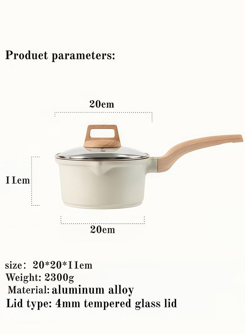 بيوتيفول قدر طهي، قدر شوربة، قدر يخنة، مصنوع من سبائك الألومنيوم، لون أبيض كريمي، قطره 20 سم، مزود بغطاء زجاجي مقوى. - Image 2