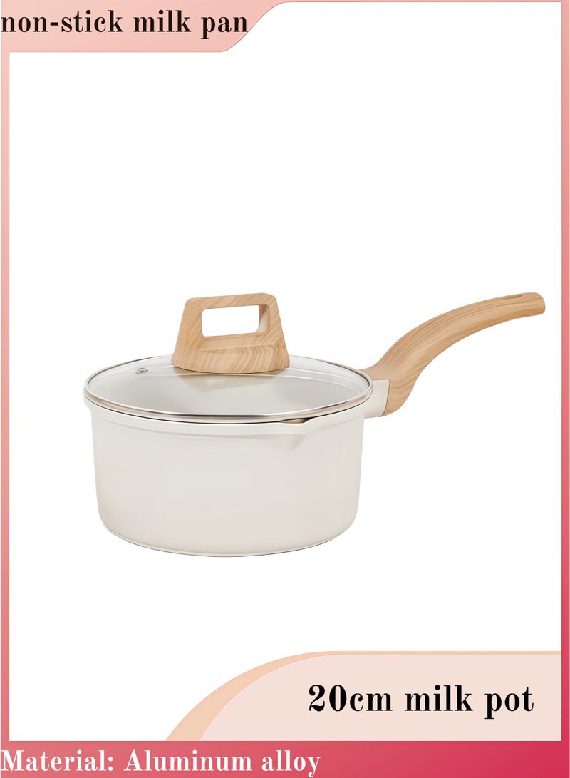 بيوتيفول قدر طهي، قدر شوربة، قدر يخنة، مصنوع من سبائك الألومنيوم، لون أبيض كريمي، قطره 20 سم، مزود بغطاء زجاجي مقوى. - Image 1