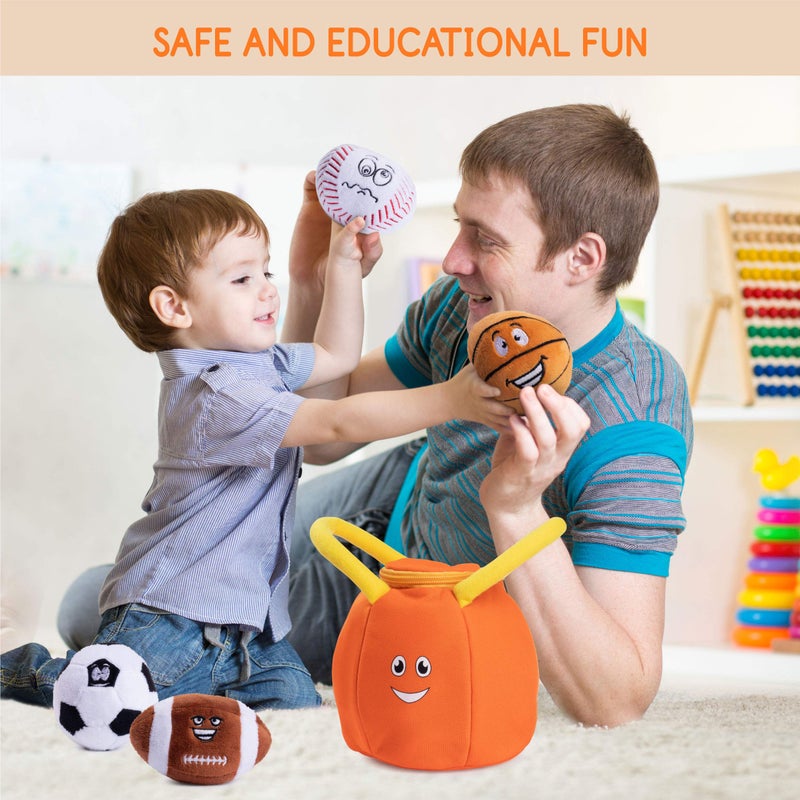 Plush Creations Talking Sports Plush Bag with 4 Talking Soft Plush Balls. Sport Set Includes Plush Sports Bag Plush Basketball Plush Baseball Plush Soccer Ball and Plush Football - Image 5