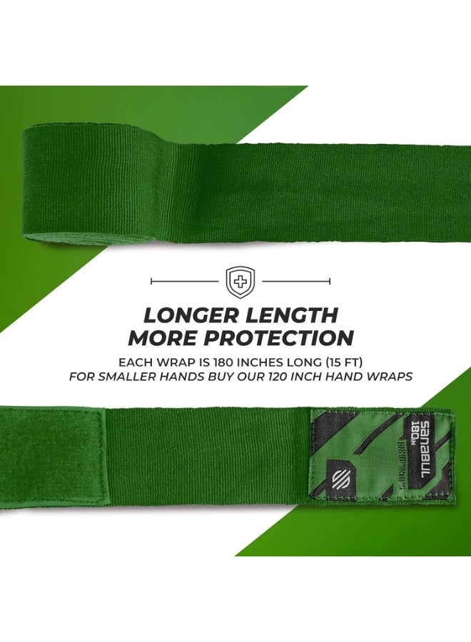 Sanabul  Elastic Professional 180 inch Handwraps for Boxing Kickboxing Muay Thai MMA (Forest Green, 180 inch) - Image 4