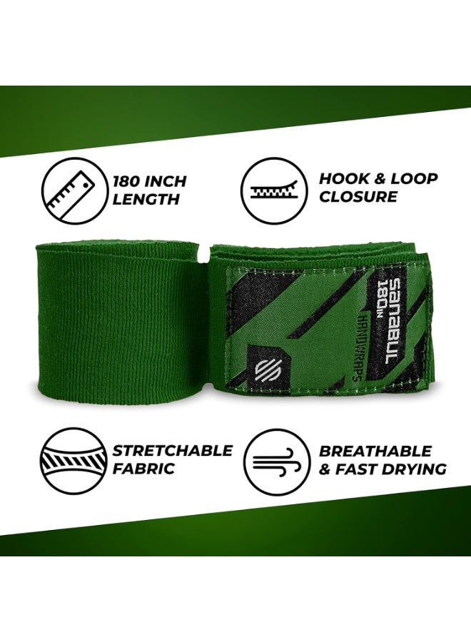 Sanabul  Elastic Professional 180 inch Handwraps for Boxing Kickboxing Muay Thai MMA (Forest Green, 180 inch) - Image 3