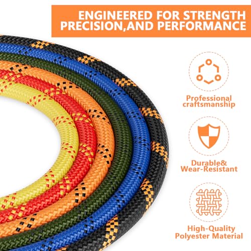 X XBEN Braided Polyester Arborist Rope 1/2 inch X 120ft, 48 Strands, 12 inner core,5174 LBS Breaking Strength Outdoor Ropes, Arborist Rigging Code for Rock Hiking Camping Swing Tree,Black Rescue,Black - Image 3