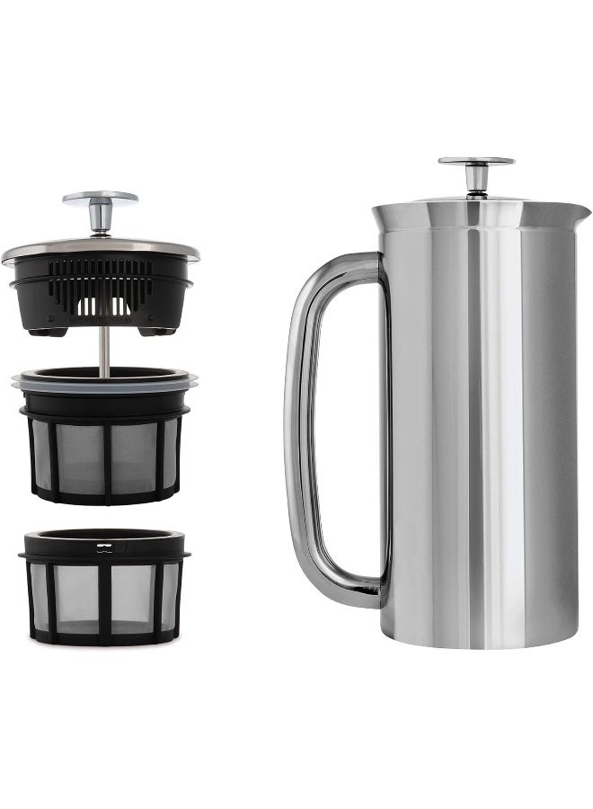 Espro إسبرو P7 مكبس فرنسي مصقول من الفولاذ المقاوم للصدأ 304 - مكبس قهوة معزول بفلتر دقيق مزدوج محمي ببراءة اختراع، تحضير خالي من الرواسب - مقاوم للحرارة وخالي من BPA (18 أونصة) - Image 1