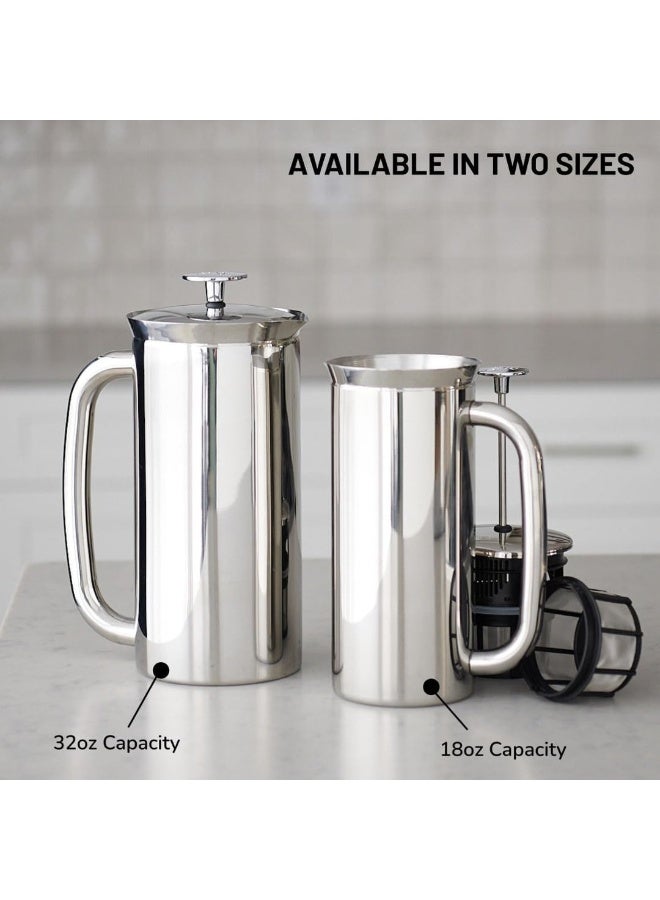 Espro إسبرو P7 مكبس فرنسي مصقول من الفولاذ المقاوم للصدأ 304 - مكبس قهوة معزول بفلتر دقيق مزدوج محمي ببراءة اختراع، تحضير خالي من الرواسب - مقاوم للحرارة وخالي من BPA (18 أونصة) - Image 5