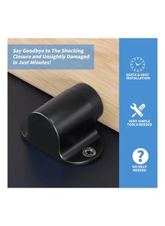 SYOSI 2Pcs Floor Mount Door Stopper Heavy Duty Stop Flat Doorstop with Rubber Bumper Stainless Steel Screws 1.06 Inch Height Black  - Image 4