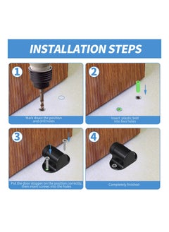SYOSI 2Pcs Floor Mount Door Stopper Heavy Duty Stop Flat Doorstop with Rubber Bumper Stainless Steel Screws 1.06 Inch Height Black  - Image 5