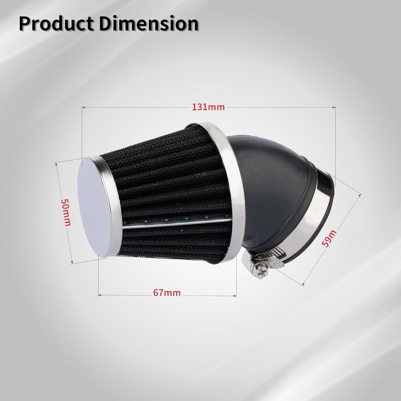 evermotor فلتر هواء للدراجة النارية، فلتر 41 مم 42 مم 43 مم لمحركات 50cc 70cc 90cc 110cc 125cc 150cc، فلتر كربريتر GY6، دراجات نارية، ATV - Image 3