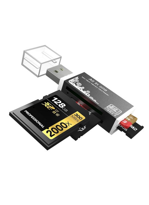 Micro SD Card Reader USB 2.0 480Mbps 4 Slot 4 in 1 USB Adapter for MS Duo Pro M2 SDXC SDHC MMC RS MMC Micro SDXC Micro SDHC and TF Card Compatible WIN XP 7 8 10 11 Mac Linux Vista