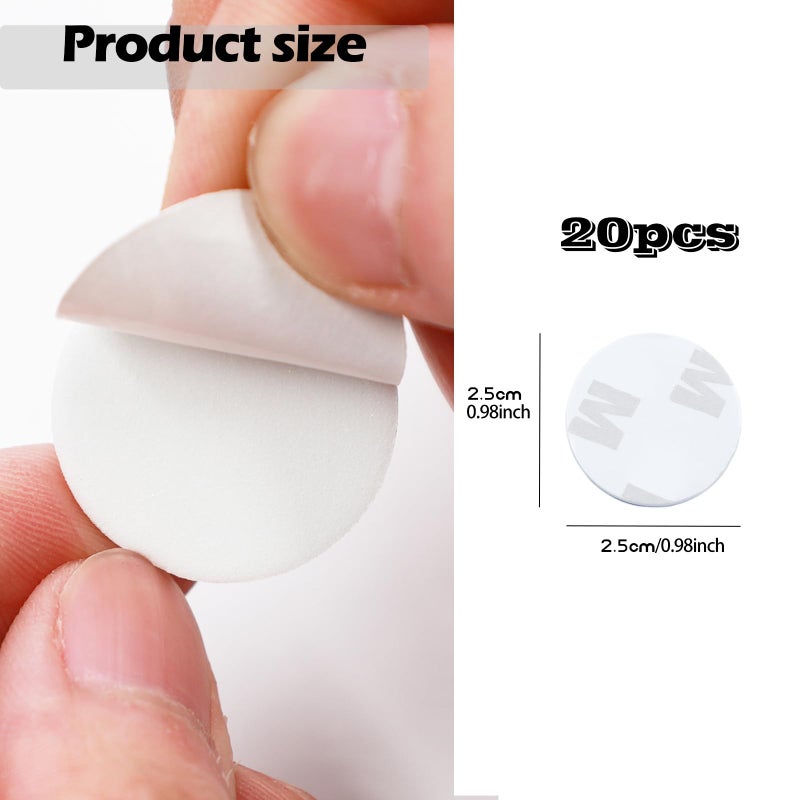 Moeey Double Sided Adhesive Pads,Round Sticky Pads Heavy Duty,Strong Mounting Tape,Pre-Cut Foam Pads, Waterproof for Walls Picture, Car, Home, Office (2 x 25mm) - Image 2