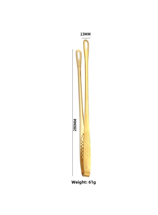 Korean Barbecue Clip 304 Stainless Steel Clip Barbecue Clip Barbecue Shop Extended Barbecue Special Anti-scalding Clip Bread-Color:【28cm】grass Plum Clip-gold Style - Image 1