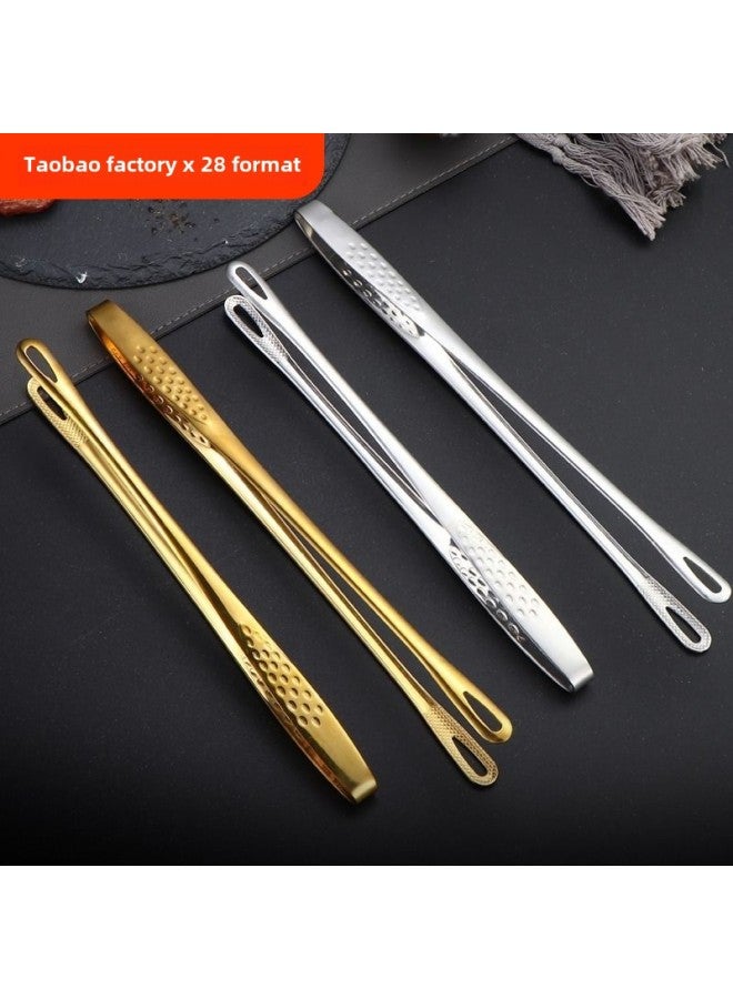 Korean Barbecue Clip 304 Stainless Steel Clip Barbecue Clip Barbecue Shop Extended Barbecue Special Anti-scalding Clip Bread-Color:【28cm】grass Plum Clip-gold Style - Image 2