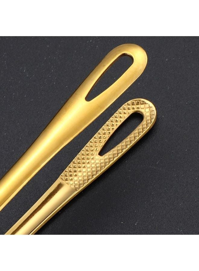 Korean Barbecue Clip 304 Stainless Steel Clip Barbecue Clip Barbecue Shop Extended Barbecue Special Anti-scalding Clip Bread-Color:【28cm】grass Plum Clip-gold Style - Image 5