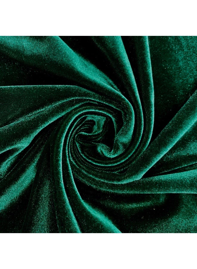 JewelOnPalette Dark Green Polyester Velvet Fabric 45'' Cut by Yard, for for Bows, Head Wraps, Scrunchies, Clothes, Costumes, Crafts , Cushions - Image 1