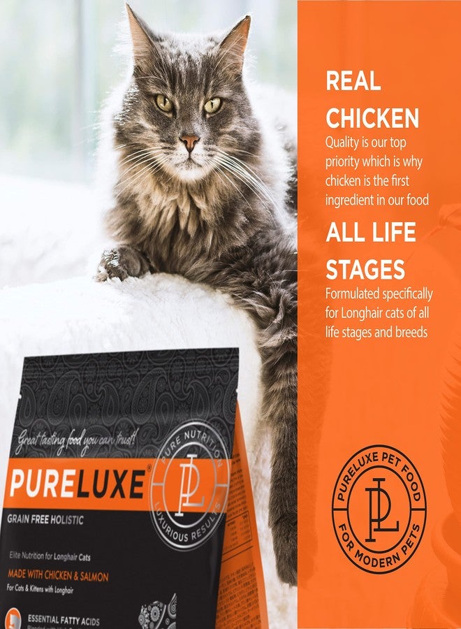 PURELUXE Grain and Gluten Free Cat Food, Long Hair Elite Nutrition, Chicken and Salmon, for Cats and Kittens with Longhair at All Life Stages and Breeds, Made in The USA, 3.3lbs - Image 3