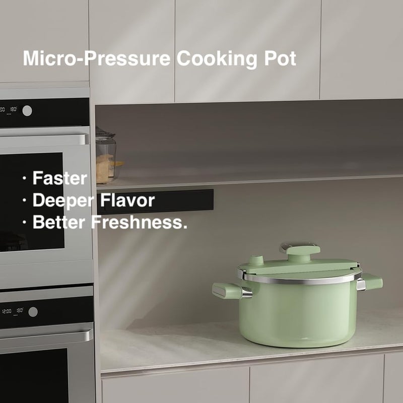 XVersion Upgraded 7L Stovetop Pressure Cooker, 26cm Enamel Soup Pot with Large Capacity for Soup, Stew and Boiling, Compatible with Gas and Induction, Mint Green - Image 2