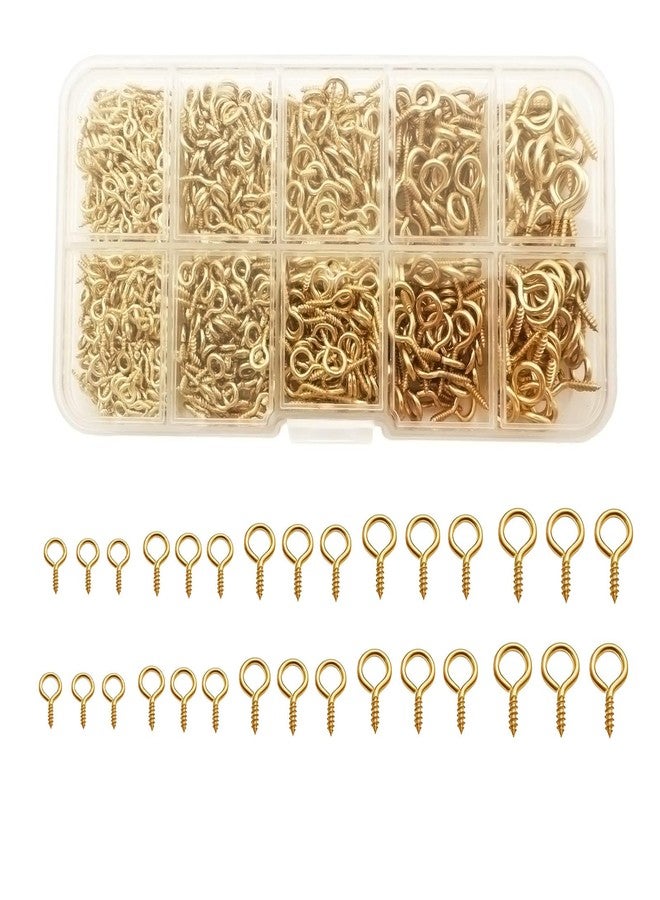 IDEALSV 1000 Pcs Small Screw Eye Pin Jewelry Making Eyelet Hook Kits for Craft 5 Sizes Gold (4x8mm,5x10mm,6x12mm,7x14mm,8x16mm) - Image 1